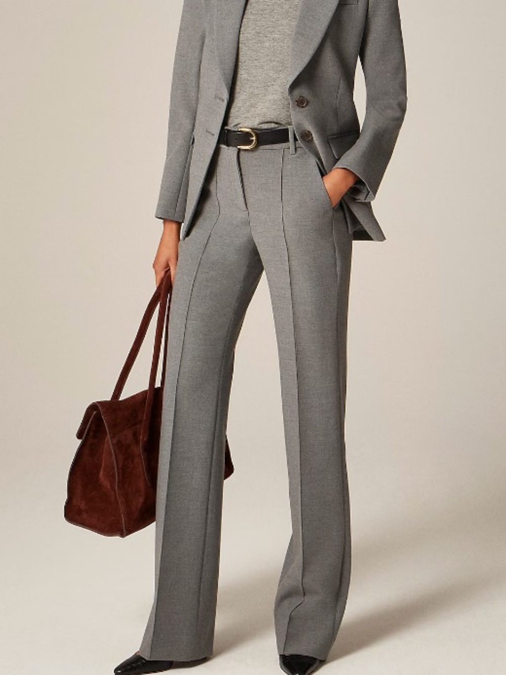 J crew heather smoked graphite Tall Natalia pant in four-season stretch